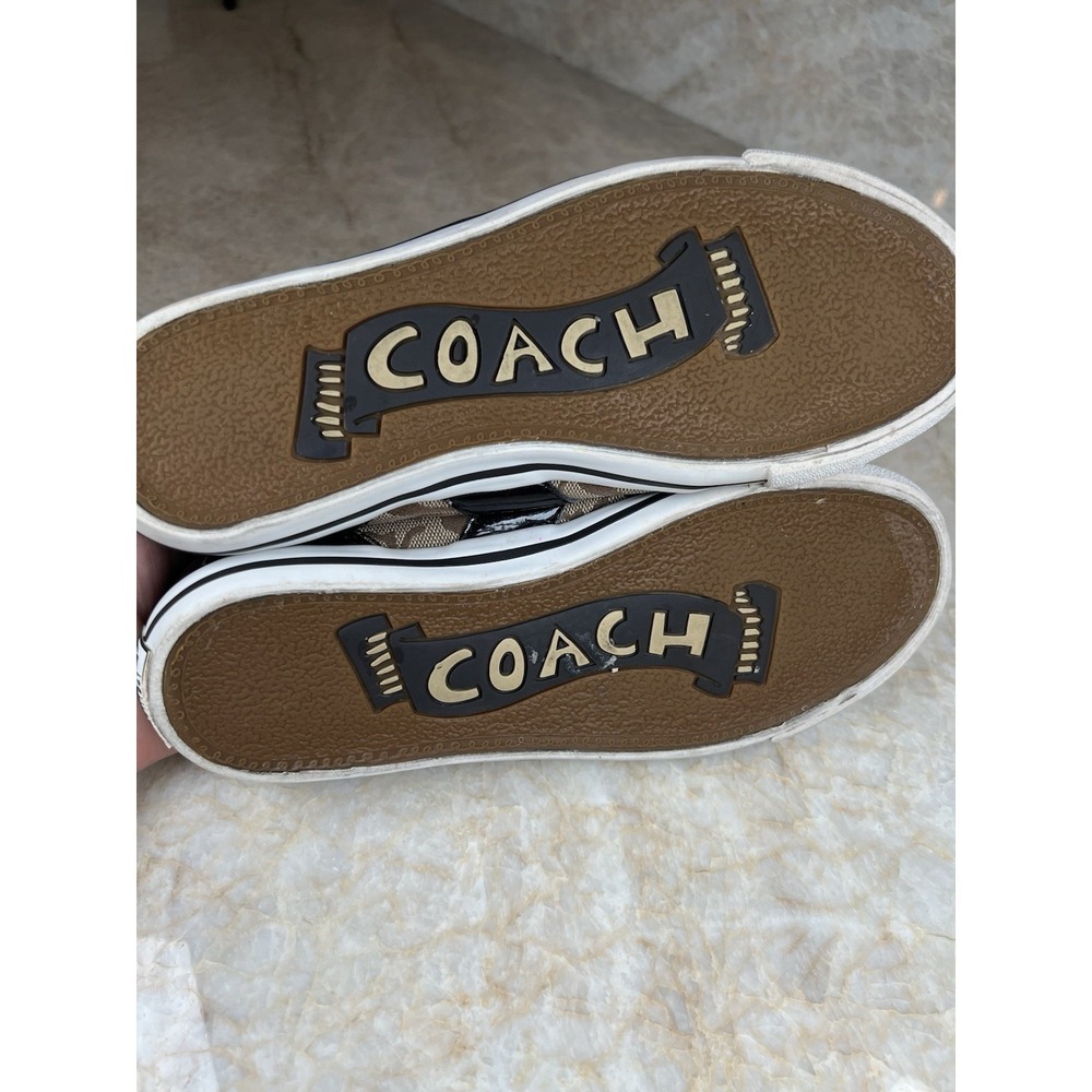 Coach Tan/ Brown Monogram Lace Up Sneakers Size 7 - Picture 5 of 7